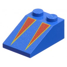 Part 3298px2 Blue Slope 33 3 x 2 with Red Triangles with Yellow Borders Pattern 